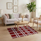 Classic Red Plaid Check Area Rug