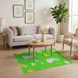 Whimsical Bunny Chicks Green Area Rug