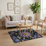 Purple Lotus Water Lily Rug with Hydrangeas