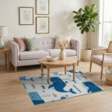 Playful Blue Whale Ocean Kids Area Rug