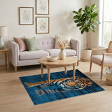 Modern Geometric Tiger Blue Area Rug