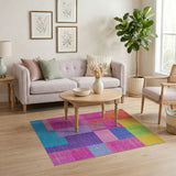 Geometric Modern Vibrant Multi-Color Geometric Patchwork Rug