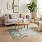 Coral Pink Floral Meadow Area Rug