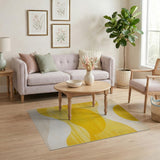 Yellow Sun Wave Geometric Area Rug