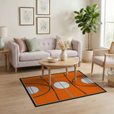 Orange Basketball Court Geometric Modern Area Rug