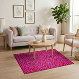 Pink Vibrant Pink Leopard Spot Area Rug