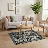 Black and White Bold Black White Geometric Woven Area Rug