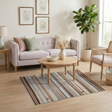Brown Tan Striped Heritage Tribal Area Rug