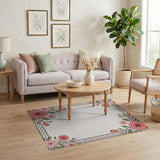 Vintage Pink Floral Lattice Border Rug