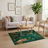 Jungle Cheetah Bird Deer Area Rug