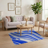 Dynamic Blue Wavy Lines Area Rug