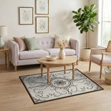 Beige and Neutral Ornate Floral Medallion Cream Rug