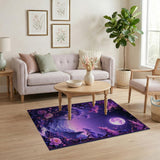 Purple Sakura Moonlit Fantasy Forest Rug
