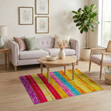 Vibrant Rainbow Stripe Tufted Area Rug