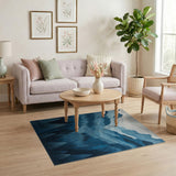 Serene Layered Blue Mountains Forest Rug