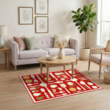 Red Fruit Pattern Kitchen Washable Area Rug