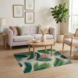 Lush Green Palm Monstera Leaf Area Rug