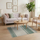 Green and Beige Striped Rustic Farmhouse Area Rug