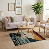Tranquil Fisherman Sunrise Lake Scene Rug