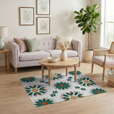 Vibrant Green Tribal Floral Area Rug