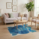 Blue Sea Turtle Geometric Mosaic Rug