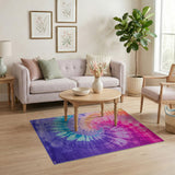 Abstract Area Vibrant Tie-Dye Spiral Area Rug