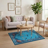 Navy Blue Dolphins Underwater Area Rug