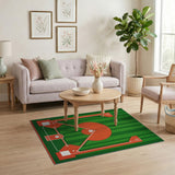 Baseball Field Area Rug - Green Grass Diamond