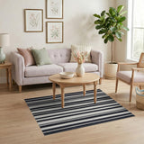 Black White Vertical Striped Woven Area Rug