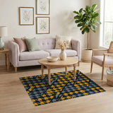 Vibrant Yellow Houndstooth Geometric Area Rug