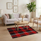 Geometric Modern Bold Red Black Plaid Area Rug