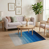 Blue Ombre Gradient Striped Area Rug