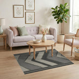 Grey Zigzag Geometric Woven Area Rug