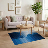Blue Gradient Wave Geometric Area Rug