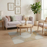 Beige Overlapping Circles Geometric Area Rug