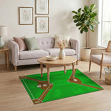 Green Baseball Diamond Field Area Rug