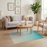 Teal to Ivory Gradient Abstract Area Rug