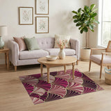Pink Gold Scalloped Fan Area Rug