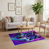 Multi-color and Patterns Neon Cyber Wolf Head Area Rug
