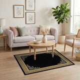 Multi-color and Patterns Ornate Gold Floral Frame Area Rug