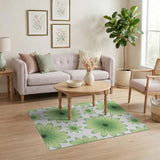 Vibrant Green Daisy Scatter Area Rug