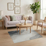 Abstract Area Fluid Grey Wave Abstract Area Rug