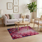 Vintage Pink Peony Floral Embroidery Rug