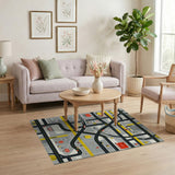 Yellow City Street Map Area Rug