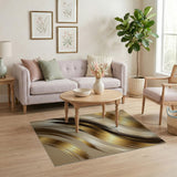 Gold Brushstroke Abstract Area Rug