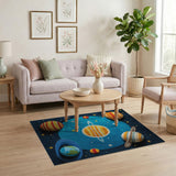 Whimsical Solar System Kids Area Rug