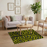 Yellow Bold Yellow Maze Geometric Area Rug