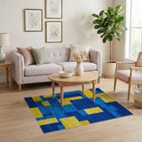 Multi-color and Patterns Bold Blue Yellow Geometric Area Rug