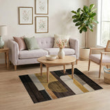 ODIKA Modern Geometric Earth Tone Washable Area Rug - Low Pile Non-Slip Abstract Decor