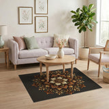 Intricate Floral Mandala Area Rug in Brown Tan